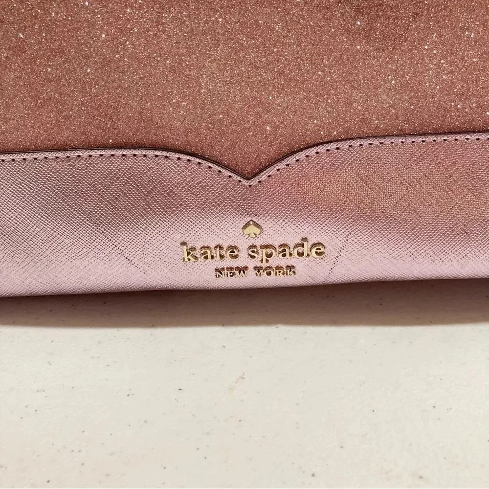 KATE SPADE Lola Glitter Tote & Wallet Pink Set